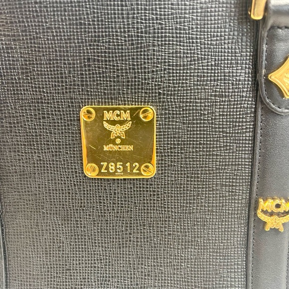 MCM Black Satchel with Gold Accents - Picture 3 of 10